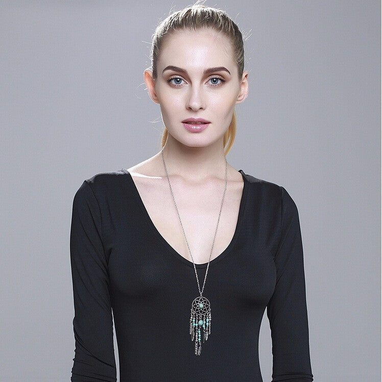 Trendy Style Dreamcatcher Pendant Mandala Lotus Necklace