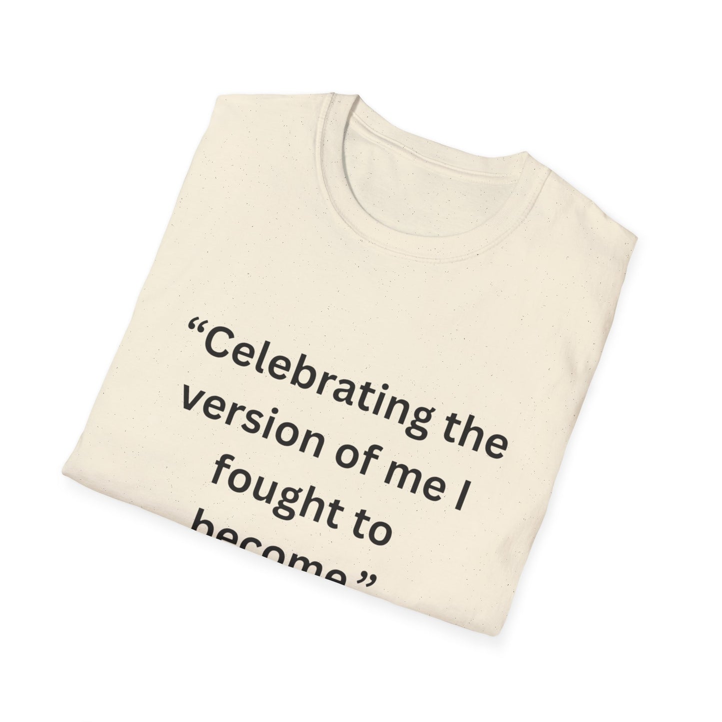 "Celebrating The Version of Me" — Empowered Man Unisex Softstyle Tee (Black Print)