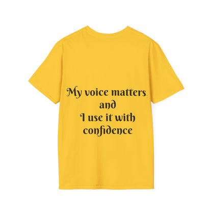 My Voice Matters, and I Use It with Confidence — Unisex Softstyle T‑Shirt