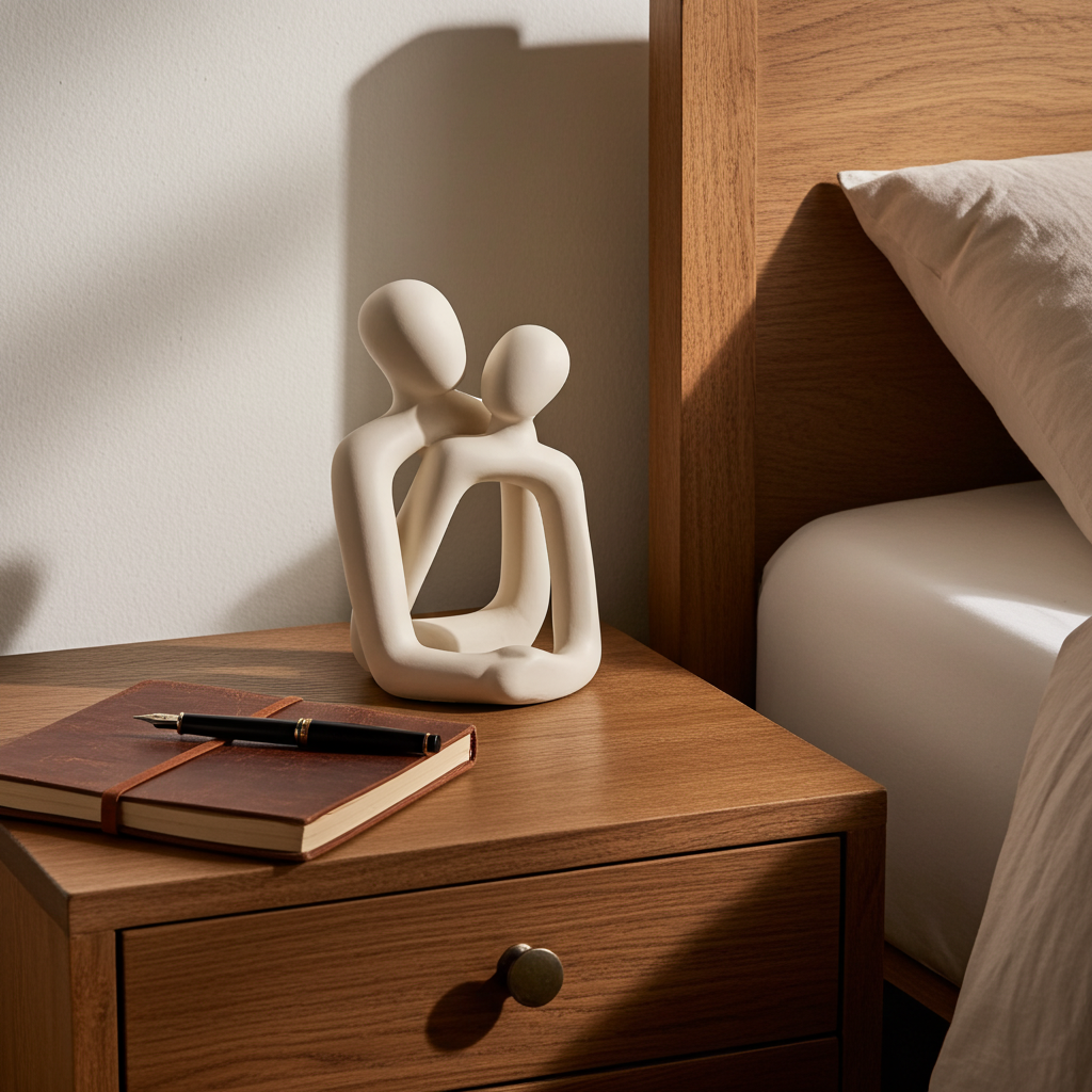 Heartwarming Loving Couple Resin Statue - A Timeless Modern Home Decor Accent for Bookshelves, Office Desks, and Nightstands