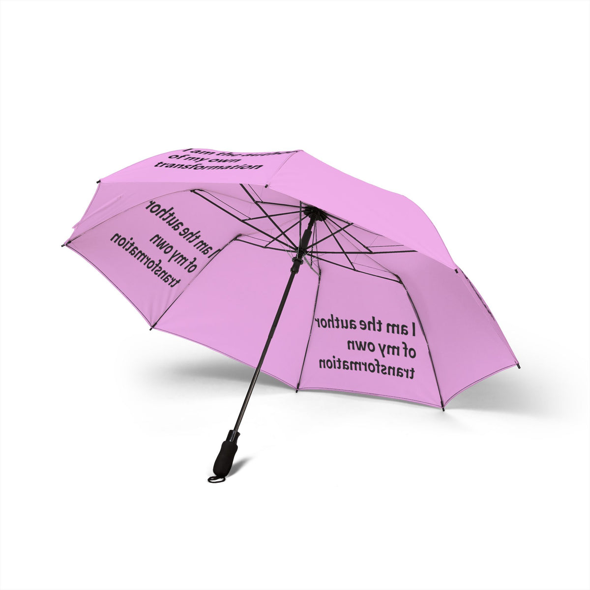 “I Am the Author of My Own Transformation” — Pink Semi‑Automatic Foldable Umbrella