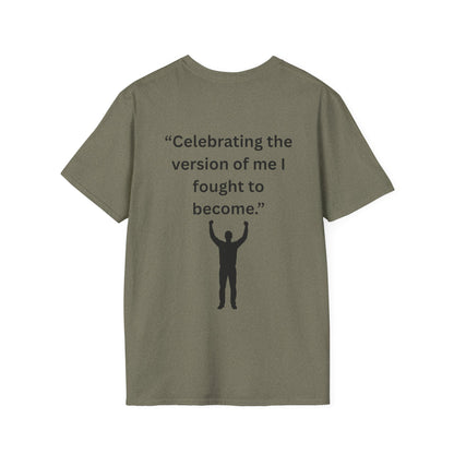 "Celebrating The Version of Me" — Empowered Man Unisex Softstyle Tee (Black Print)