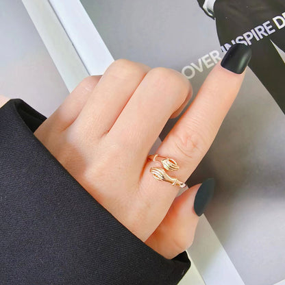 Hug Ring – Adjustable Open Design in White Gold & Rose Gold