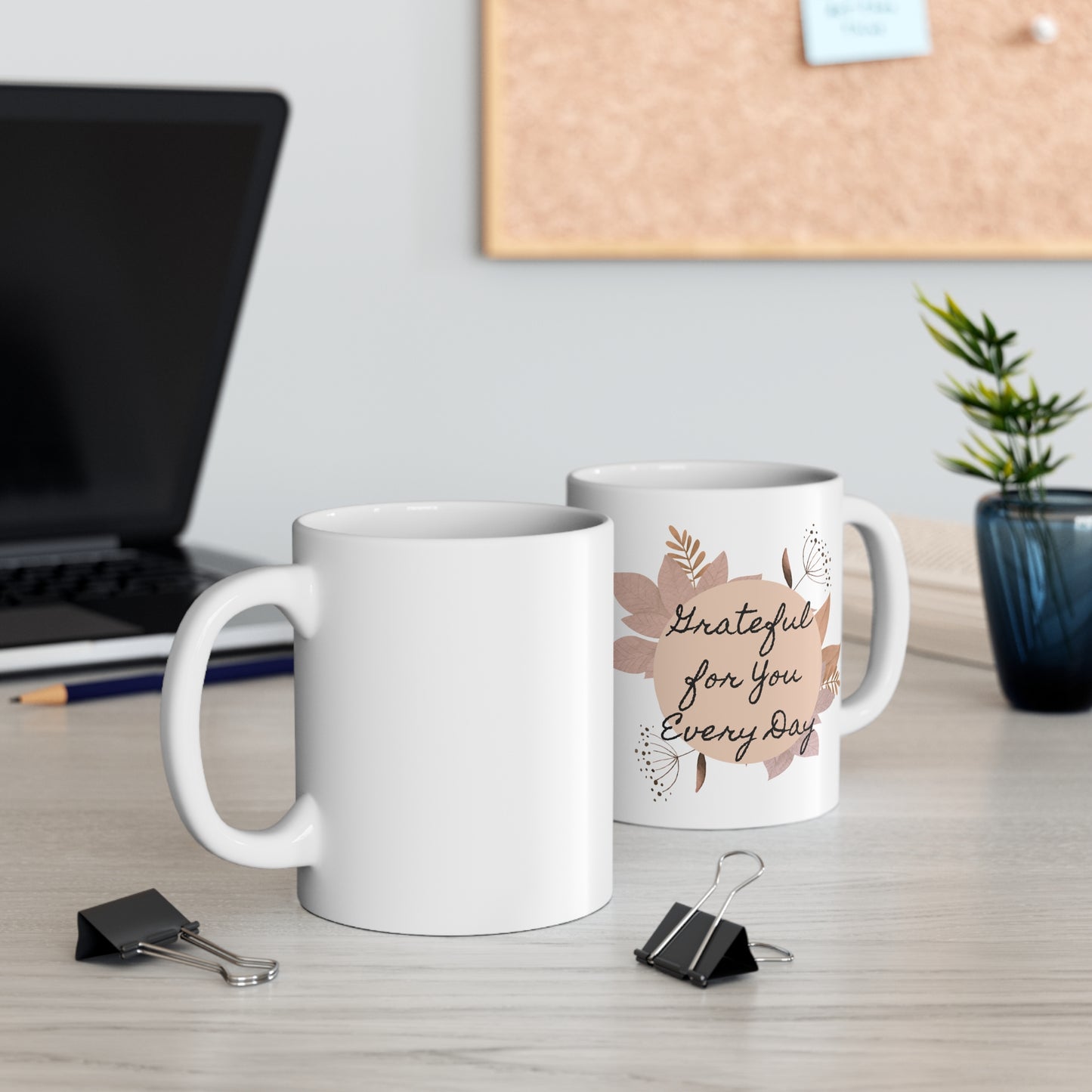 Grateful For You Every Day Ceramic Coffee Mug — Left-Handed 11oz