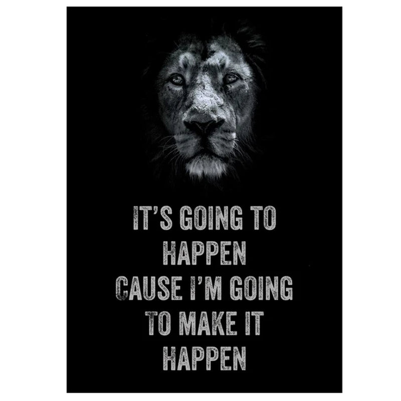 "Lion Inspirational Quotes Canvas Painting - Motivational Wall Art for Home Decor"