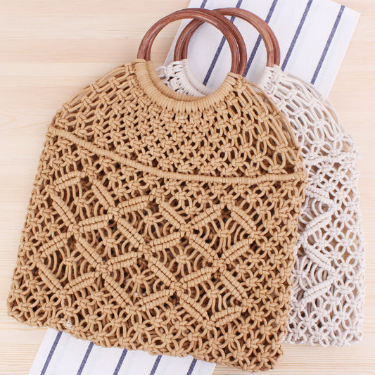 Vintage Chic Macrame Net Handbag