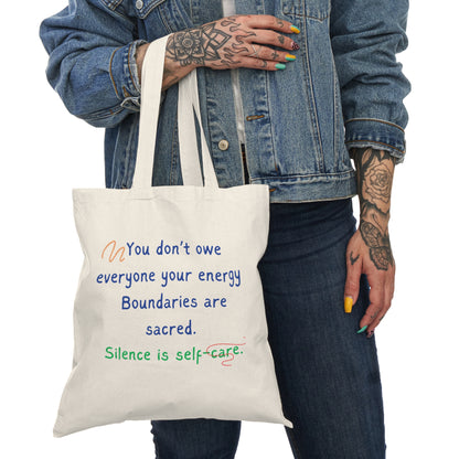 Protect Your Peace Natural Tote Bag – Eco-Friendly, Inspirational Cotton Canvas