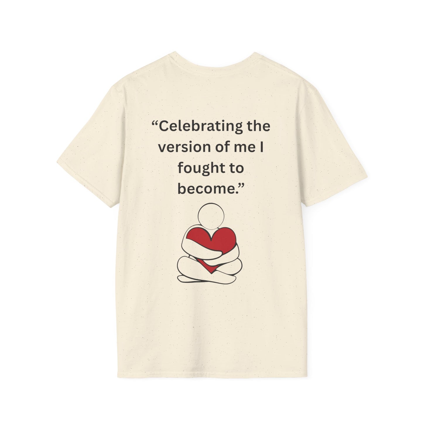 "Celebrating The Version of Me" — Self-Love Heart Unisex Softstyle Tee