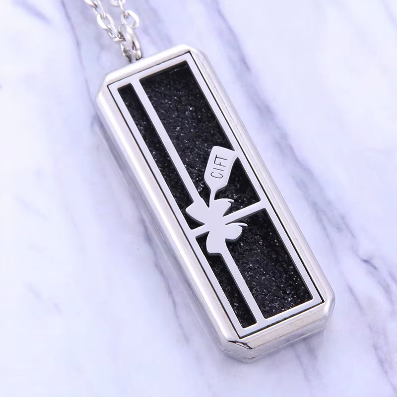 Square Aroma Locket Necklace Magnetic Stainless Steel Aromatherapy Essential Oil Diffuser Perfume Locket Pendant Jewelry