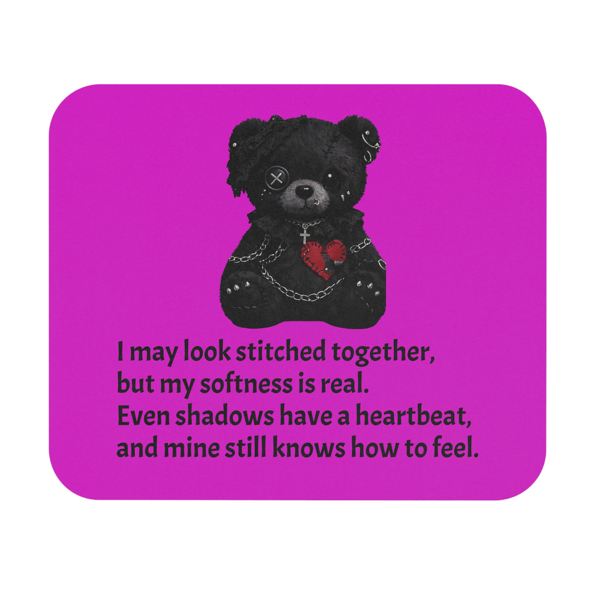 Stitched Softness — A Mouse Pad for Gentle Strength Dark Pink