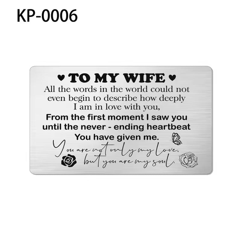 Stainless Steel Wallet Card Postcard Family to MY SON DAUGHTER SISTER BROTHER DAD MOM WIFE HUSBAND Couple Christmas Gift Trendy