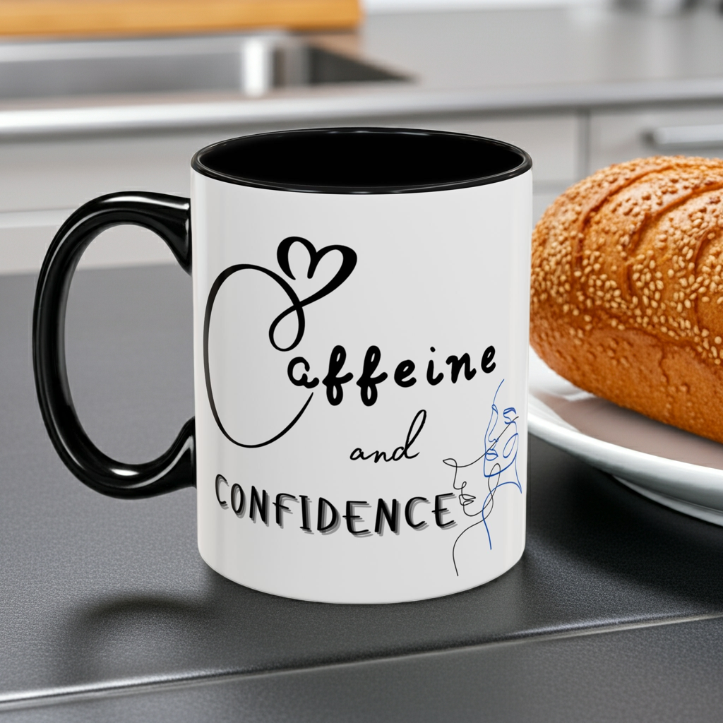Caffeine and Confidence Mug – Motivational Coffee Cup for Home or Office