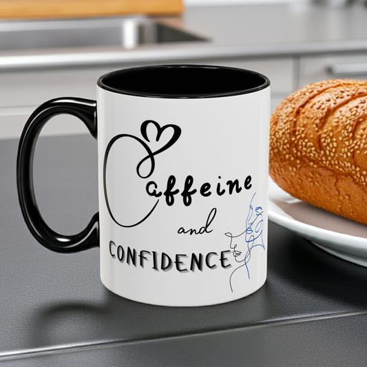 Caffeine and Confidence Mug – Motivational Coffee Cup for Home or Office