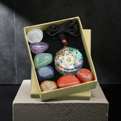 Natural 7 Chakra Crystal Healing Necklace Set