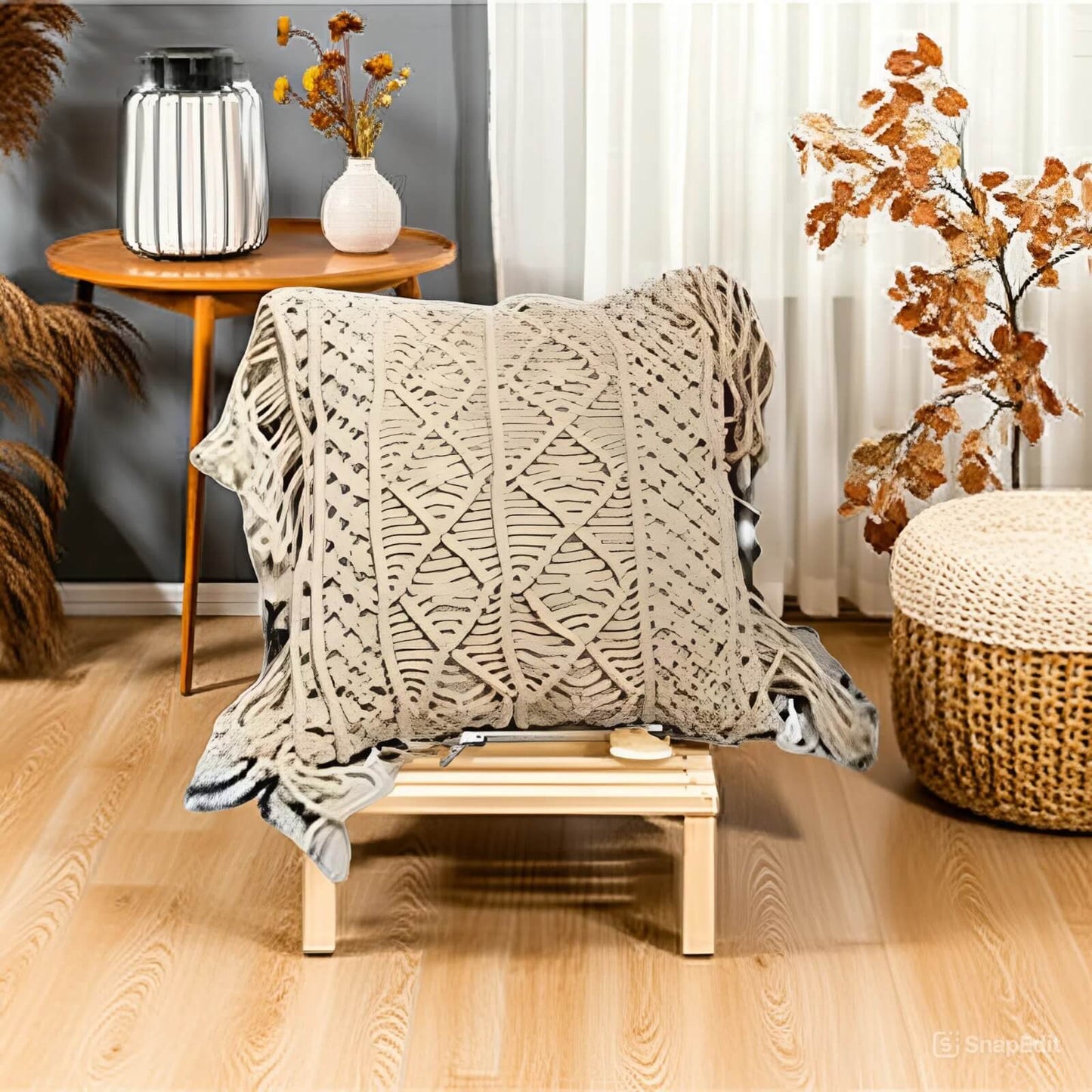 Bohemian Handwoven Macrame Cotton Cushion Cover 45x45cm