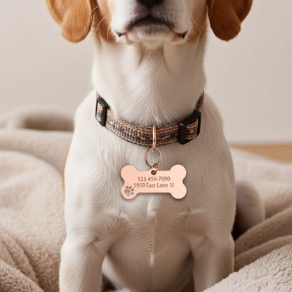 Custom Abstract Paw Print Pet Tag – Personalized Dog & Cat ID Tag with Name & Symbols