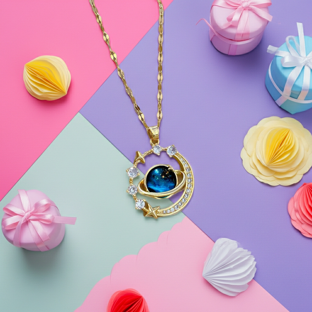 Celestial Moon & Star Pendant Necklace