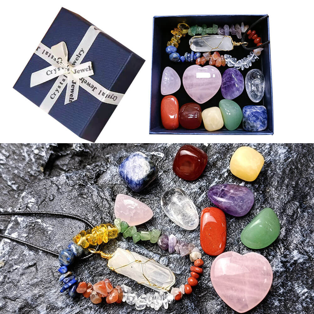 Crystal Jade Chakra Combination Set Love Hexagon Pillar