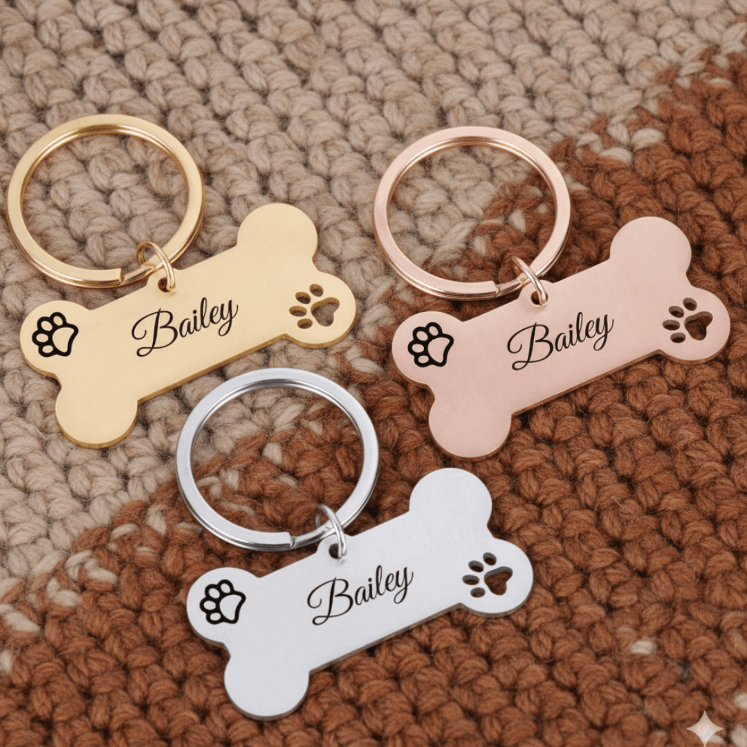 Custom Abstract Paw Print Pet Tag – Personalized Dog & Cat ID Tag with Name & Symbols