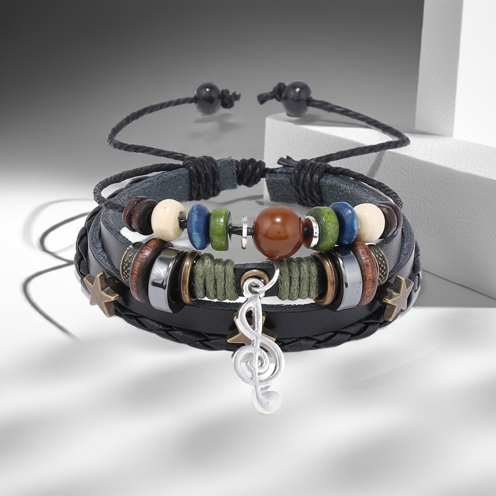 Studio Ghibli Inspired Multi-Layer Beaded Leather Bracelet Unisex Adjustable