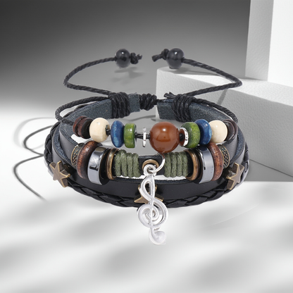 Studio Ghibli Inspired Multi-Layer Beaded Leather Bracelet Unisex Adjustable