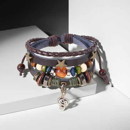 Studio Ghibli Inspired Multi-Layer Beaded Leather Bracelet Unisex Adjustable