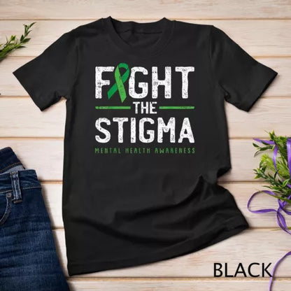 Fight The Stigma Mental Health Awareness Green Ribbon T-Shirt