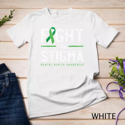 Fight The Stigma Mental Health Awareness Green Ribbon T-Shirt