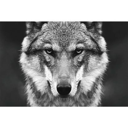 Wolf Head Black White Canvas Unframed