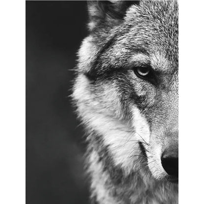 Wolf Head Black White Canvas Unframed