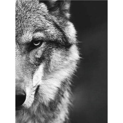 Wolf Head Black White Canvas Unframed