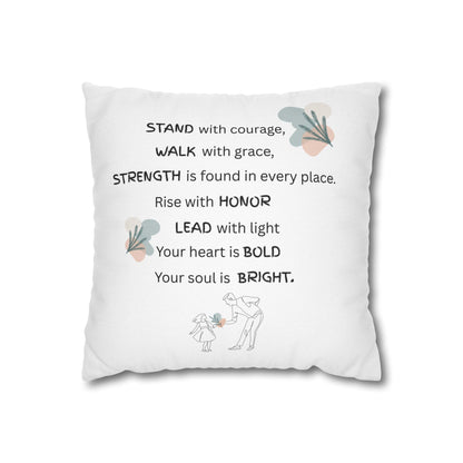 Gift for Fathers, Dad, Brother in Laws White pillow with motivational quote and illustrations on a white background