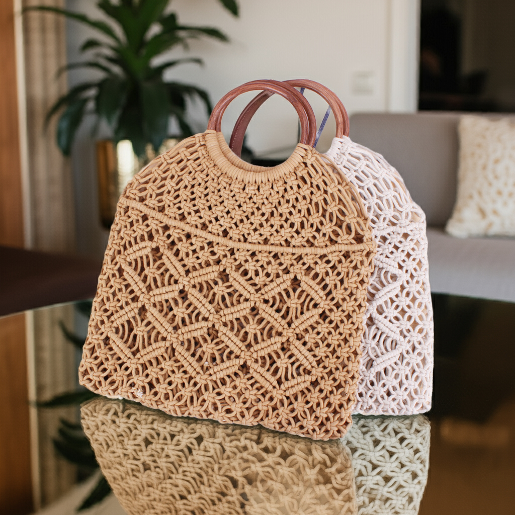 Vintage Chic Macrame Net Handbag