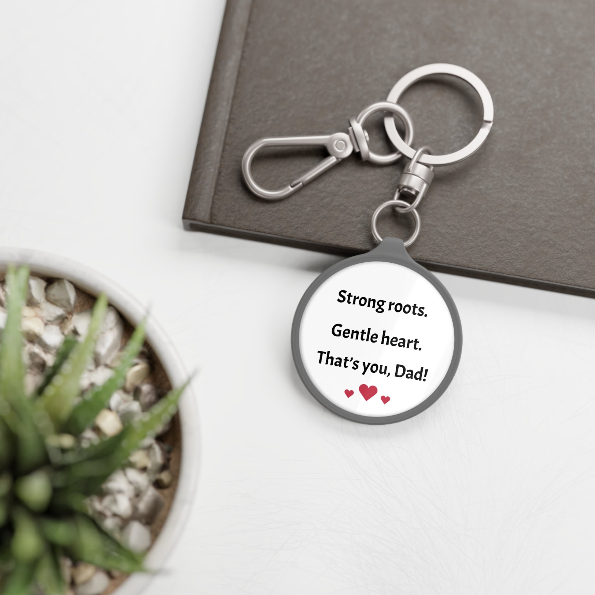 Personalized Father’s Day Keyring – ‘Strong Roots. Gentle Heart.’ Acrylic Keychain Gift for Dad
