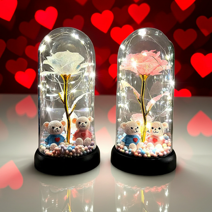 Colorful Luminous Rose Flower Gift with Clear Dome for Romantic Occasions