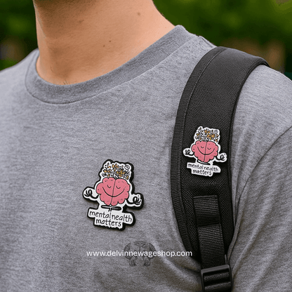 Mental Health Matters Brain Enamel Pin – Inspirational Awareness Lapel Brooch for Clothes, Backpacks, and Accessories