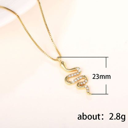 Elegant Snake Pendant Necklace – Dazzling Zirconia Jewelry in White Gold & Gold