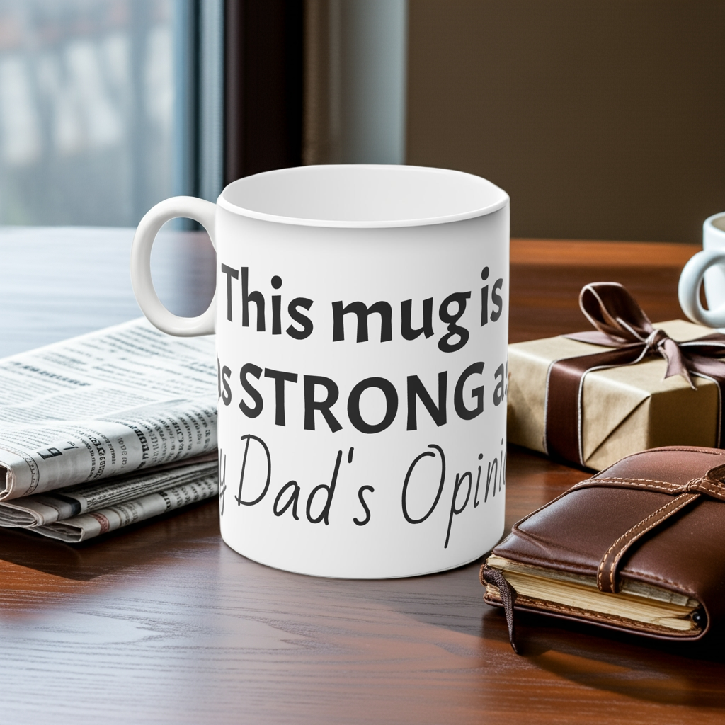 "Strong Like His Opinions" Magic Mug – Everyday Gift for Dads & Husbands