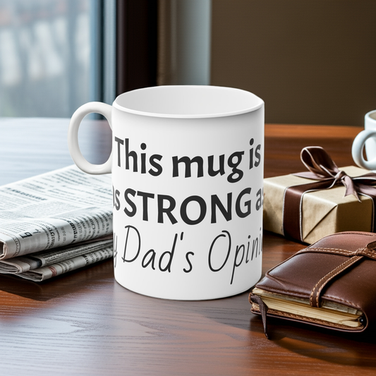 "Strong Like His Opinions" Magic Mug – Everyday Gift for Dads & Husbands