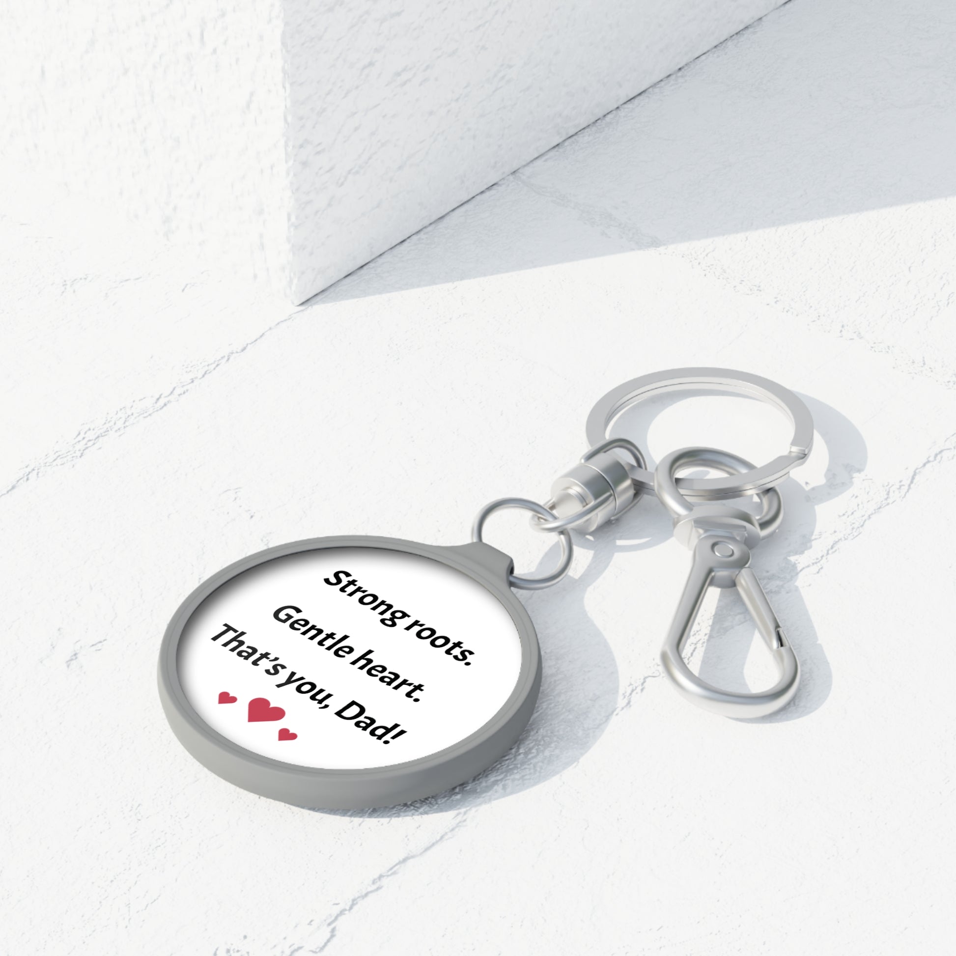 Personalized Father’s Day Keyring – ‘Strong Roots. Gentle Heart.’ Acrylic Keychain Gift for Dad
