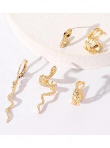 Punk Gold Plated Snake Clip Earrings