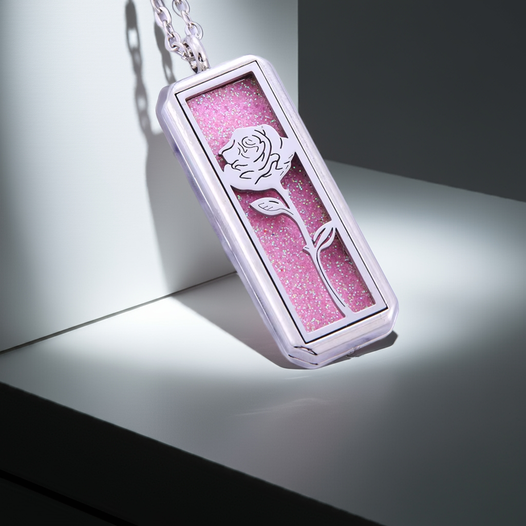 Square Aroma Locket Necklace – Magnetic Stainless Steel Essential Oil Diffuser Pendant