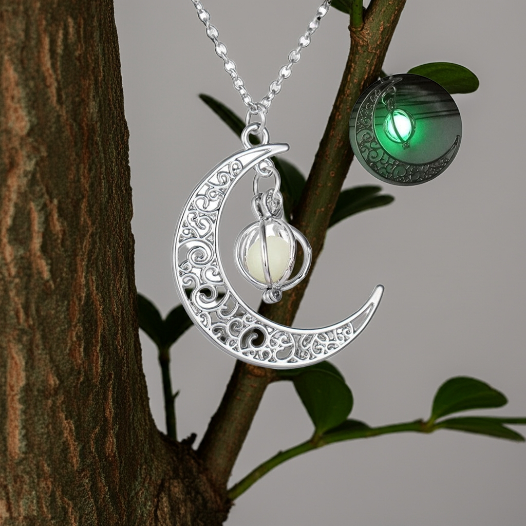 Fashion Moon Natural Glowing Stone Healing Necklace