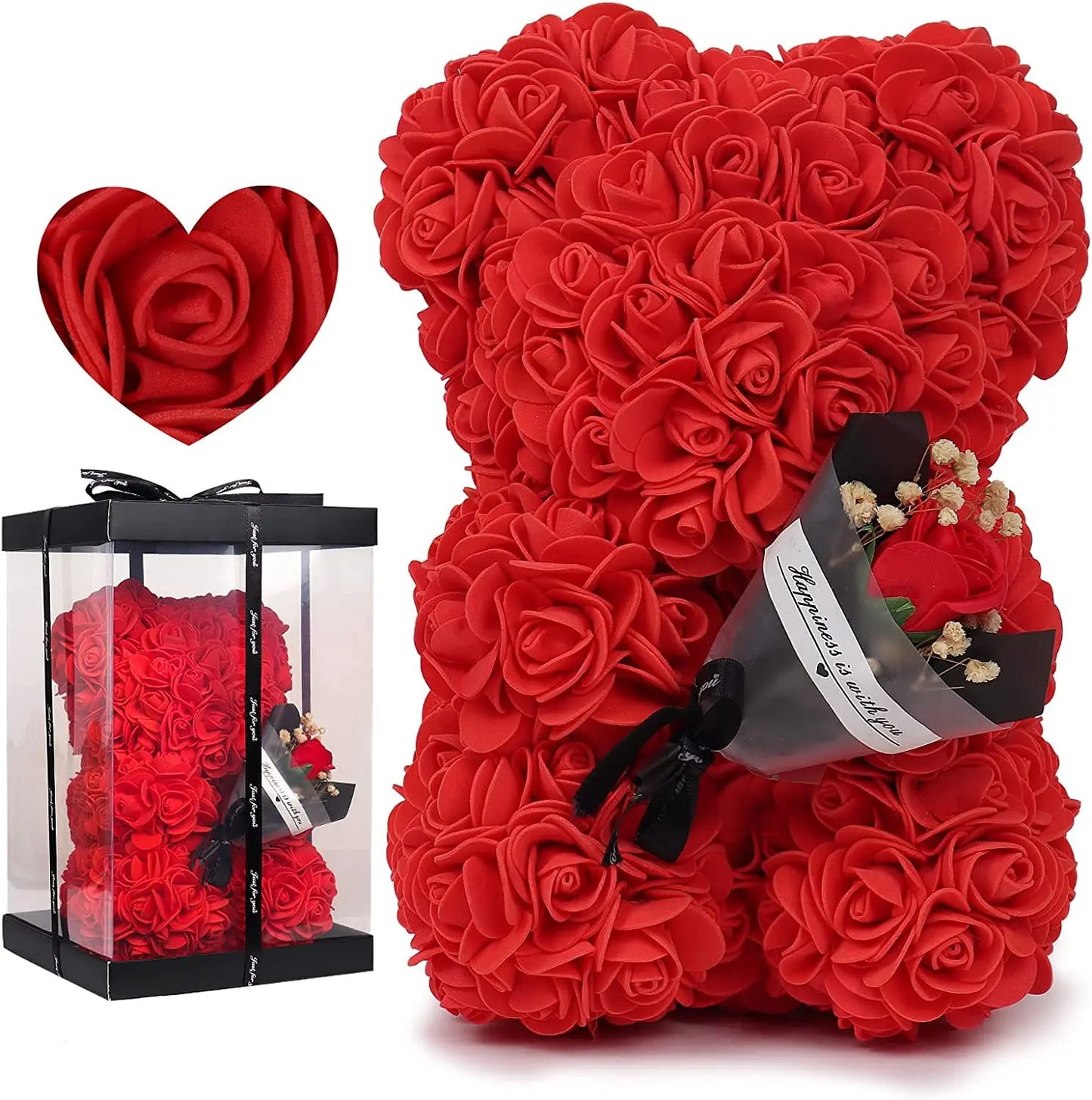 Eternal Rose Teddy Bear Artificial Flower Gift for Mom Valentine’s Day and Anniversary Decor