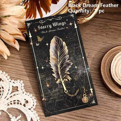 Colorful Feather Metal Bookmark with Pendant – Elegant Gift for Book Lovers