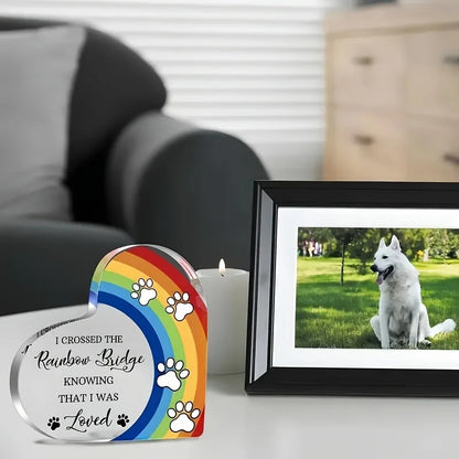Personalized Pet Memorial Acrylic Rainbow Bridge Keepsake – Dog & Cat Loss Condolence Gift