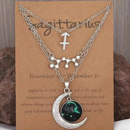 Zodiac Moon Glow Pendant Necklace Set