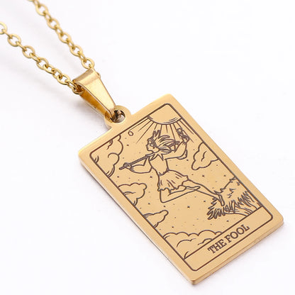 Tarot Card Necklace Stainless Steel
