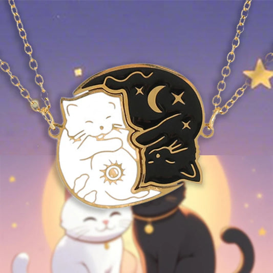 Cat Embrace Stainless Steel Necklace Set