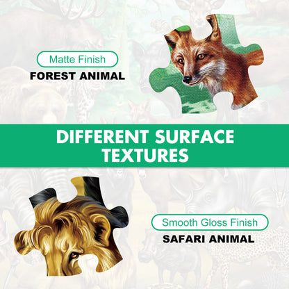 Double‑Sided 100‑Piece Puzzle, 2‑in‑1 Wild Animals Educational Jigsaw Puzzle